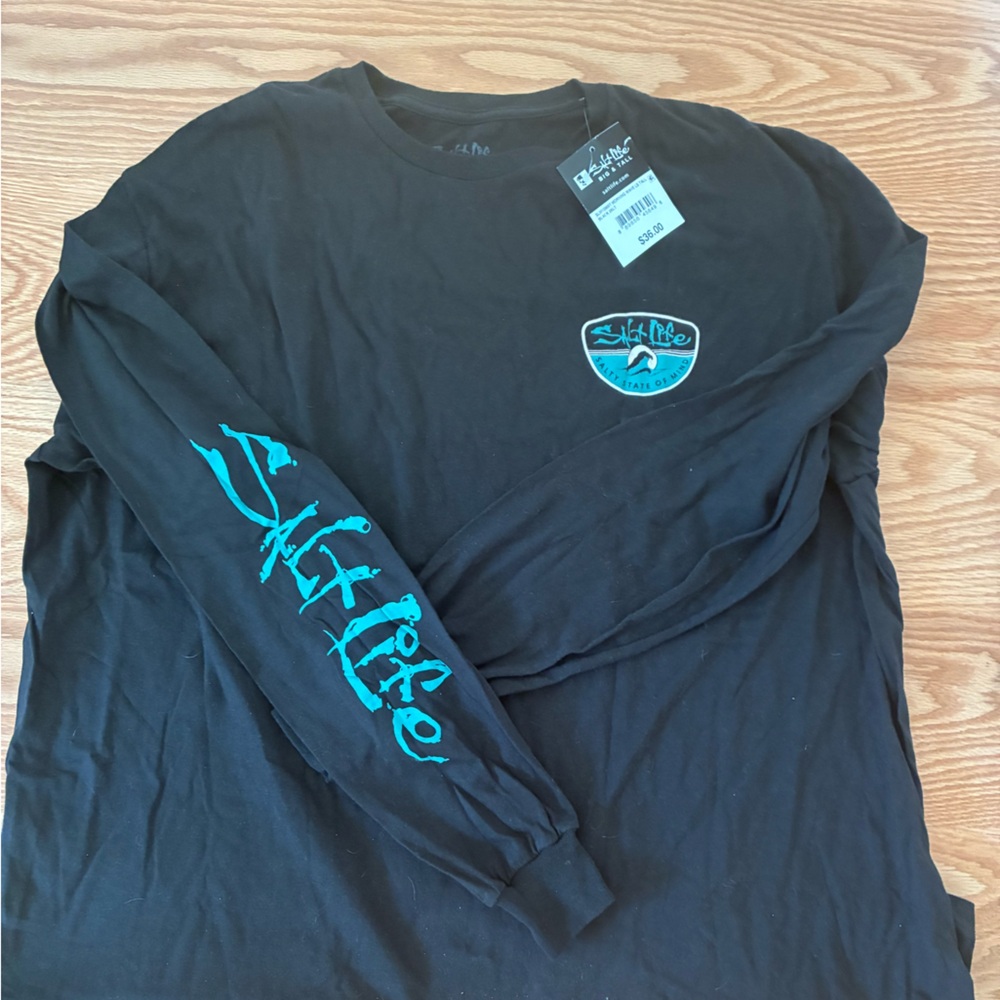 Salt Life Black and Teal Long Sleeve Tee